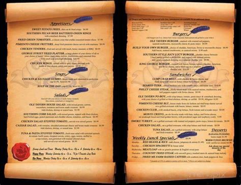 Menu Of Ole Tavern On George Street In Jackson Ms 39202