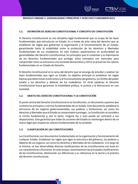 Modulo 1 Derecho Constitucional Pdf Constitución Ley Constitucional