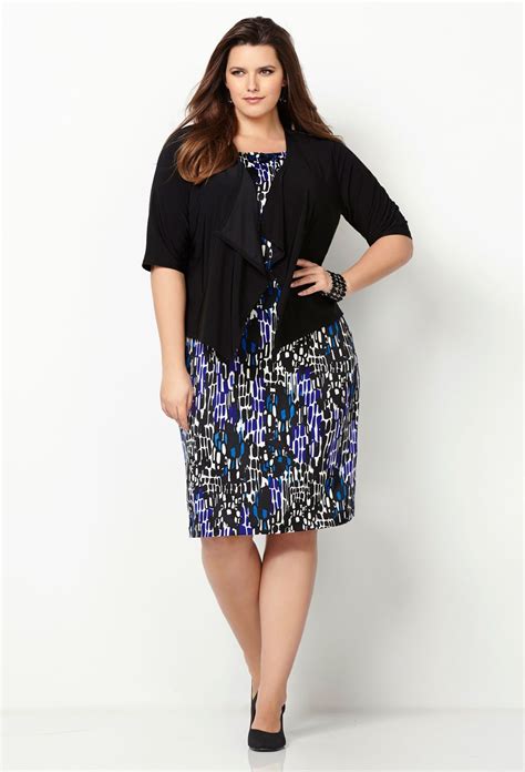 Blue Print Jacket Dress Plus Size Jacket Dress Avenue Plus Size Outfits Sun Dress Casual Dresses