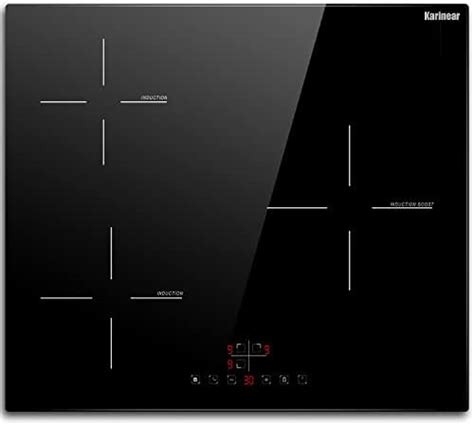 Karinear Placa De Inducción Eléctrica 3 Fuegos Vitrocerámica Inducción