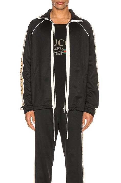 Gucci Oversize Technical Jersey Jacket In Black Multi Fwrd