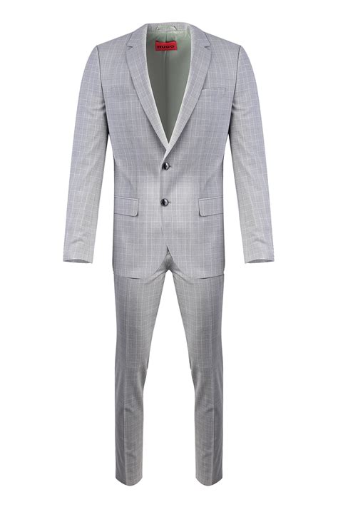 Костюм мужской HUGO, цвет Серебристый, состав 56% шерсть 41% полиэстер ...