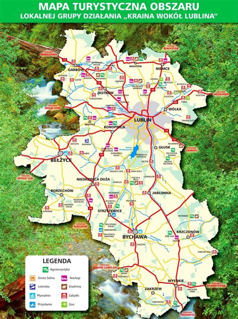 Tourist map of surroundings of Lublin - Ontheworldmap.com