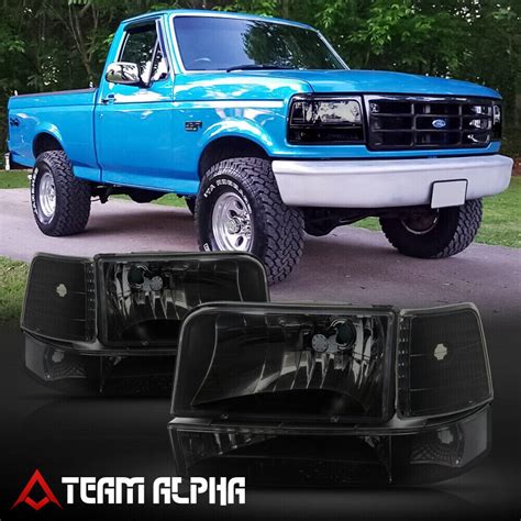 Fits 1992 1996 F150 F250 F350 Bronco Black Smoke Crystal Corner