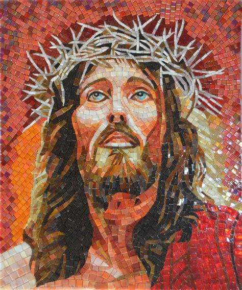 Jesus Face Glass Reliigous Mosaic - World Of Mosaics