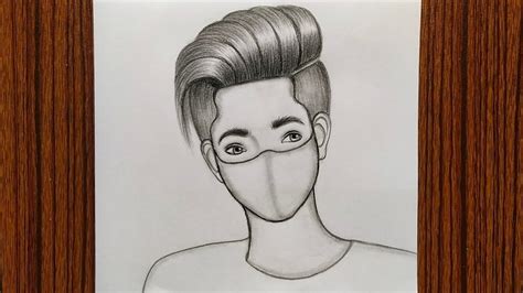 How To Draw A Boy With Mask Pencil Sketch For Beginners Boy Drawing Easy Drawing Youtube