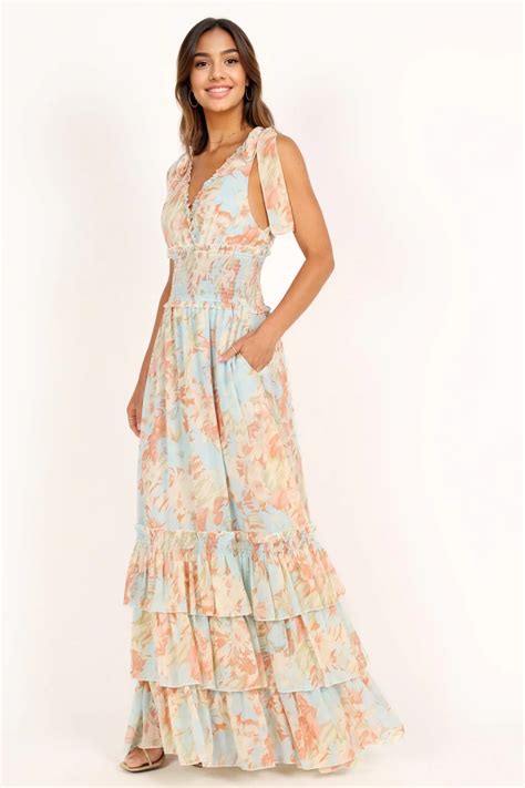 Christabel Tiered Maxi Dress Blue Floral