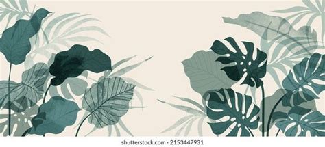 Abstract Foliage Botanical Background Green Tropical Stock Vector