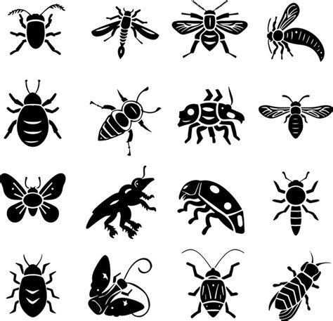 Premium Vector Insects Collection Black And White Silhouette Vector Illustration