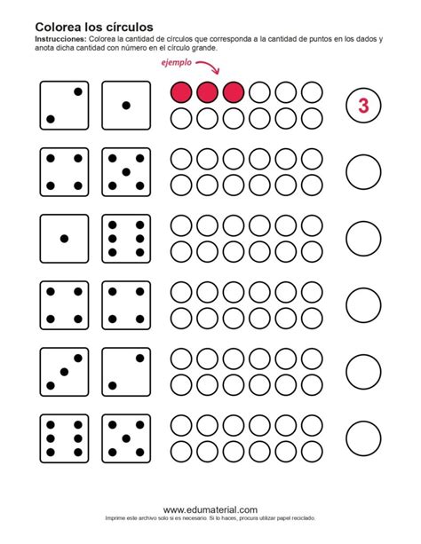 Colorea Los C Rculos Seg N Los Dados Edumaterial