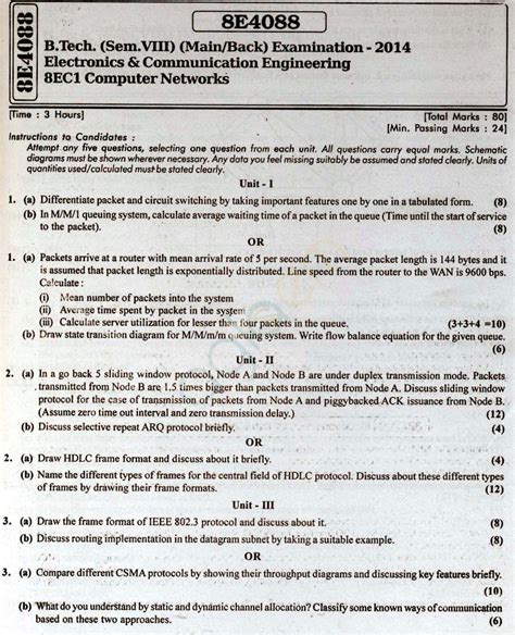 Rtu Question Papers 8 Semester Ec Computer Networks Aglasem