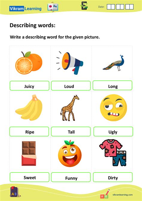 Download Describing Words Adjectives Worksheets