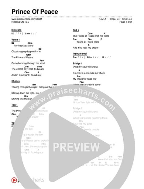 Prince Of Peace Chords PDF (Hillsong UNITED) - PraiseCharts