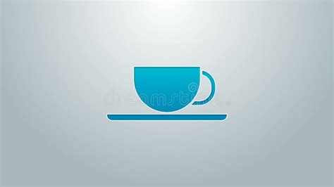 Blue Line Coffee Cup Icon Isolated On Grey Background Tea Cup Hot