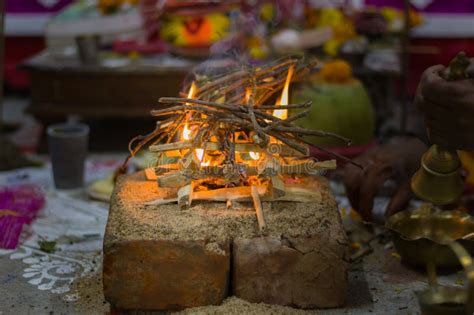 Hindu Pooja Ritual Yagya Or Yajna Which Is Fire Ceremony Performed