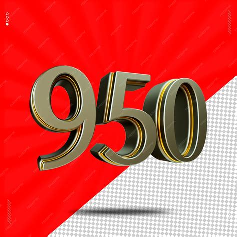 Como Se Escreve 950 - Premium PSD | 3d render number 950 font steel