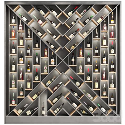 Большой стеллаж или витрина с вином - Ресторан - 3D модель