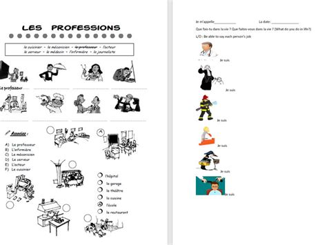 French Professions Jobs Les M Tiers Les Professions Vocab List And