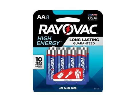 Rayovac High Energy Premium Alkaline Aa Batteries 8 Pack 8158K