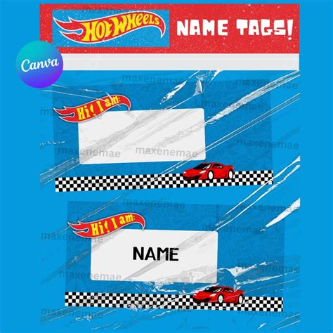 HOT WHEELS Party Name Tag