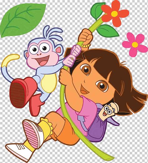 Dora And Boots Swinging Illustration Cartoon Character Dora Child