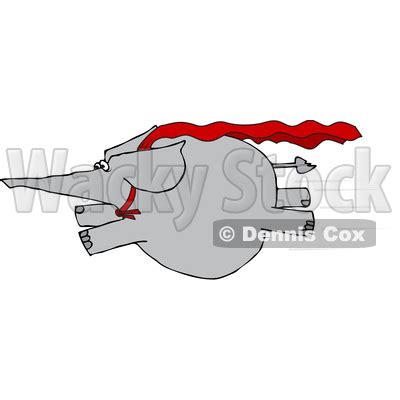 Clipart Of A Cartoon Elephant Super Hero Flying Royalty Free Vector