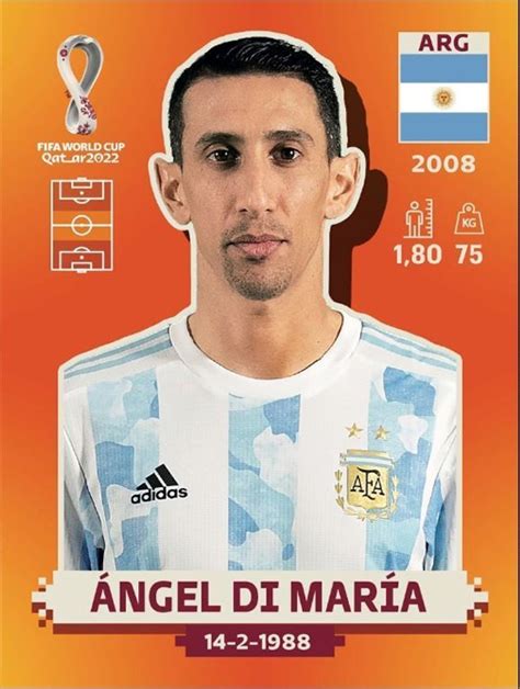 Jugadores Mundial Qatar Argentina Angel Di Maria Cartas De