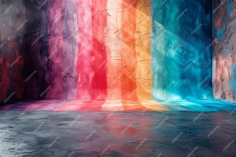 Premium Photo Abstract Empty Room With Colorful Walls And Floor 3d