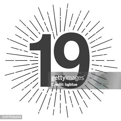number nineteen icon  sunbursts  white background high res