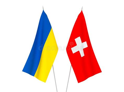 Ukraine And Switzerland Flags Together Paper Texture Illustration Stock