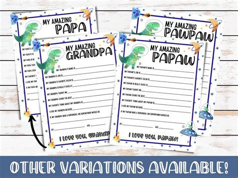 Fathers Day Printable Questionnaire Grandpa Fathers Day T Etsy