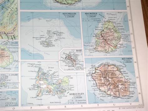 1959 VINTAGE MAP Of Ceylon Sri Lanka Indian Ocean Reunion Mauritius