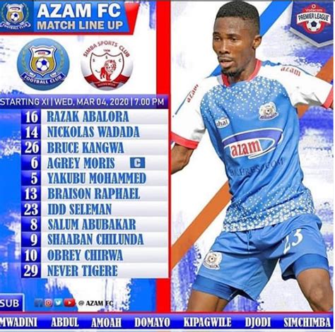 Kikosi Cha Azam Fc Kitakachoanza Leo Uwanja Wa Taifa Dhidi Ya Simba