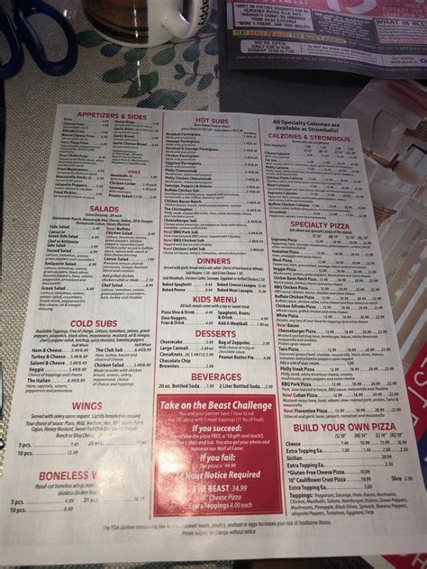 Menu at Scotty's Pizzeria, Port Richey