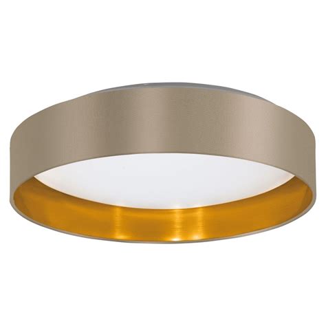 Maserlo Led Flush Ceiling Light In Taupe And Gold Fabric