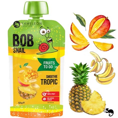 BOBSNAIL MUS Bez CUKRU Smoothie TROPIKALNY Tropic MANGO BANAN ANANAS