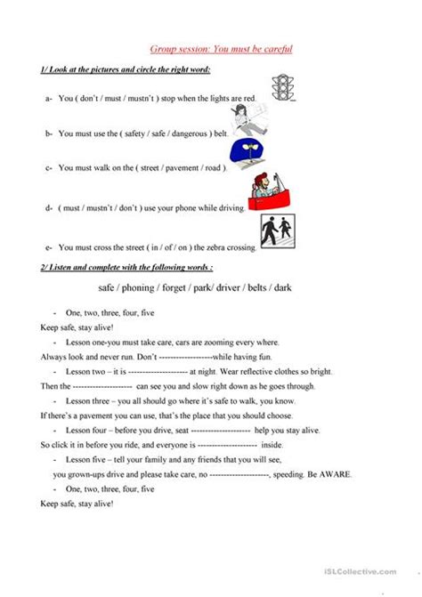 Road Safety Worksheets Printable