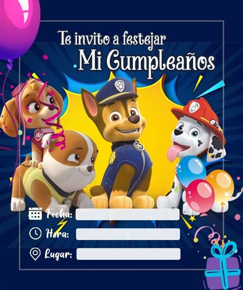 Las Mejores Tarjetas De Invitaci N De Paw Patrol Tarjetas De