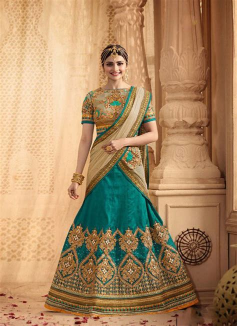 Designer Sarees | Prachi-desai-wedding-lehenga-teal-green