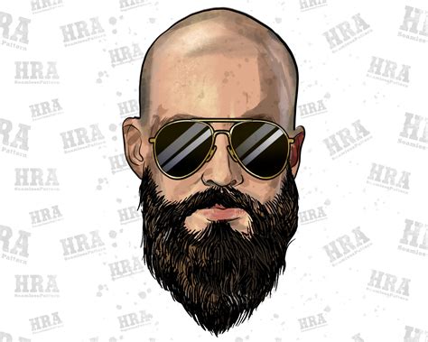 Bald Bearded Man Png Sublimation Design Bearded Man Face Png Etsy