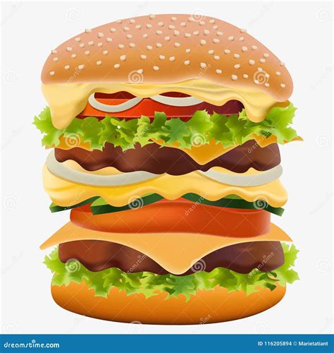 Hamburger Bun With Sesame Vector Illustration Isolated On White