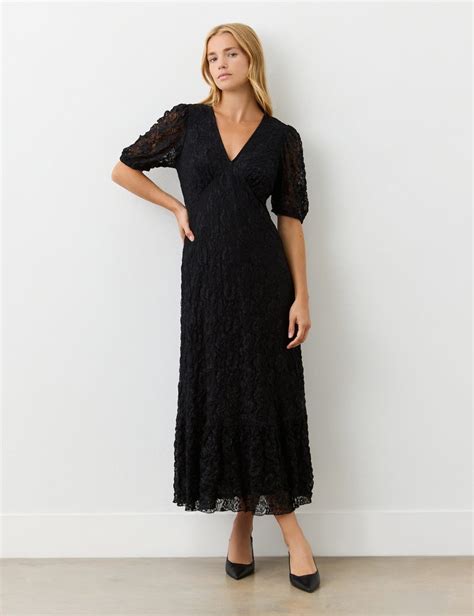 Lace V Neck Midi Tiered Dress Finery London M S