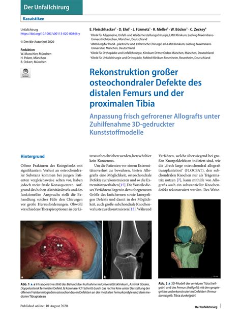 Pdf Rekonstruktion Gro Er Osteochondraler Defekte Des Distalen Femurs