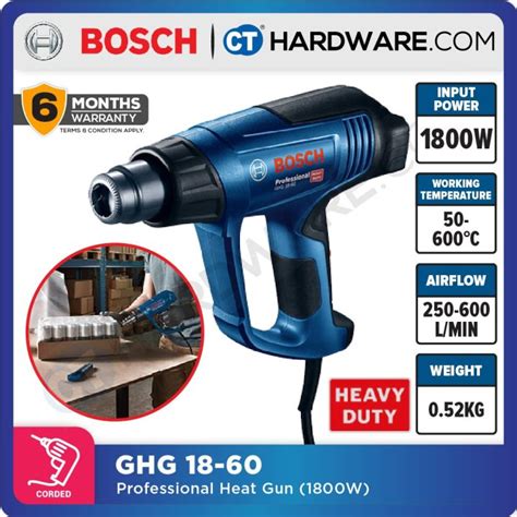 BOSCH GHG 18 60 PROFESSIONAL HEAT GUN HOT AIR GUN 1800W HEAVY DUTY GHG1860 Lazada
