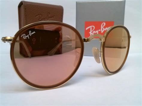 Lentes Sol Ray Ban Round Folding Rb Z Rosa Espejo