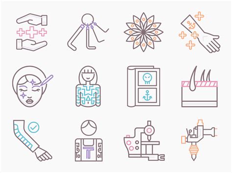 90 Tattoo Icon Set - Flat Icons