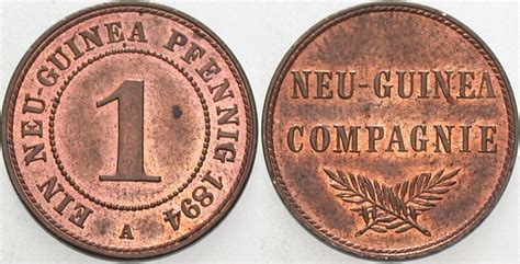 Deutsch Neuguinea Neu Guinea Pfennig A Wilhelm Ii Patina Fast