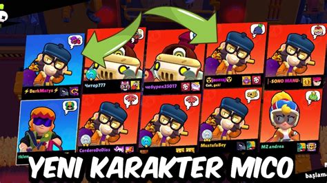 Brawl stars bedava ya yeni karakter mico 4 tane yeni karakter çıkartım