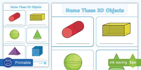 Name These D Objects Activity Sheet Lehrer Gemacht