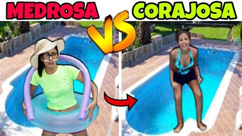 PESSOAS MEDROSA VS CORAJOSA NA PISCINA Letícia e Sil YouTube